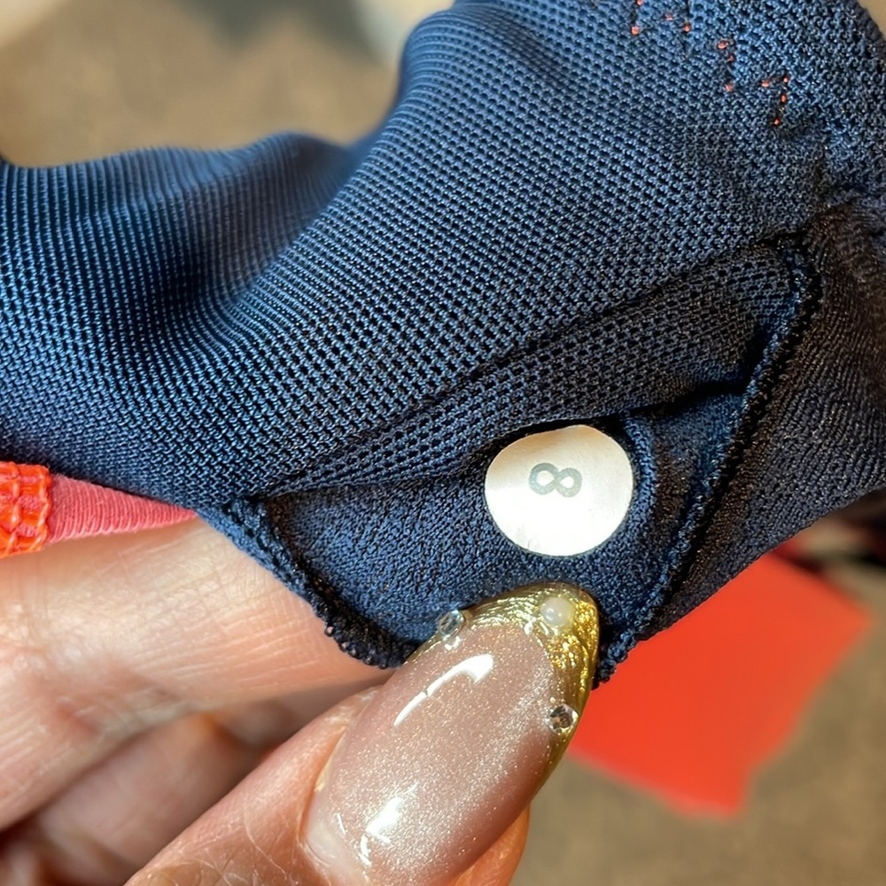 Lululemon FLIP YOUR DOG BRA INKWELL Navy Blue Orange Fluorescent Yoga Run 8 - Picture 5 of 7